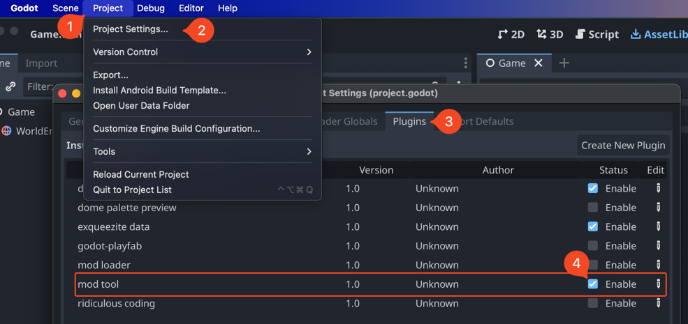 image showing the steps required to enable the plugin